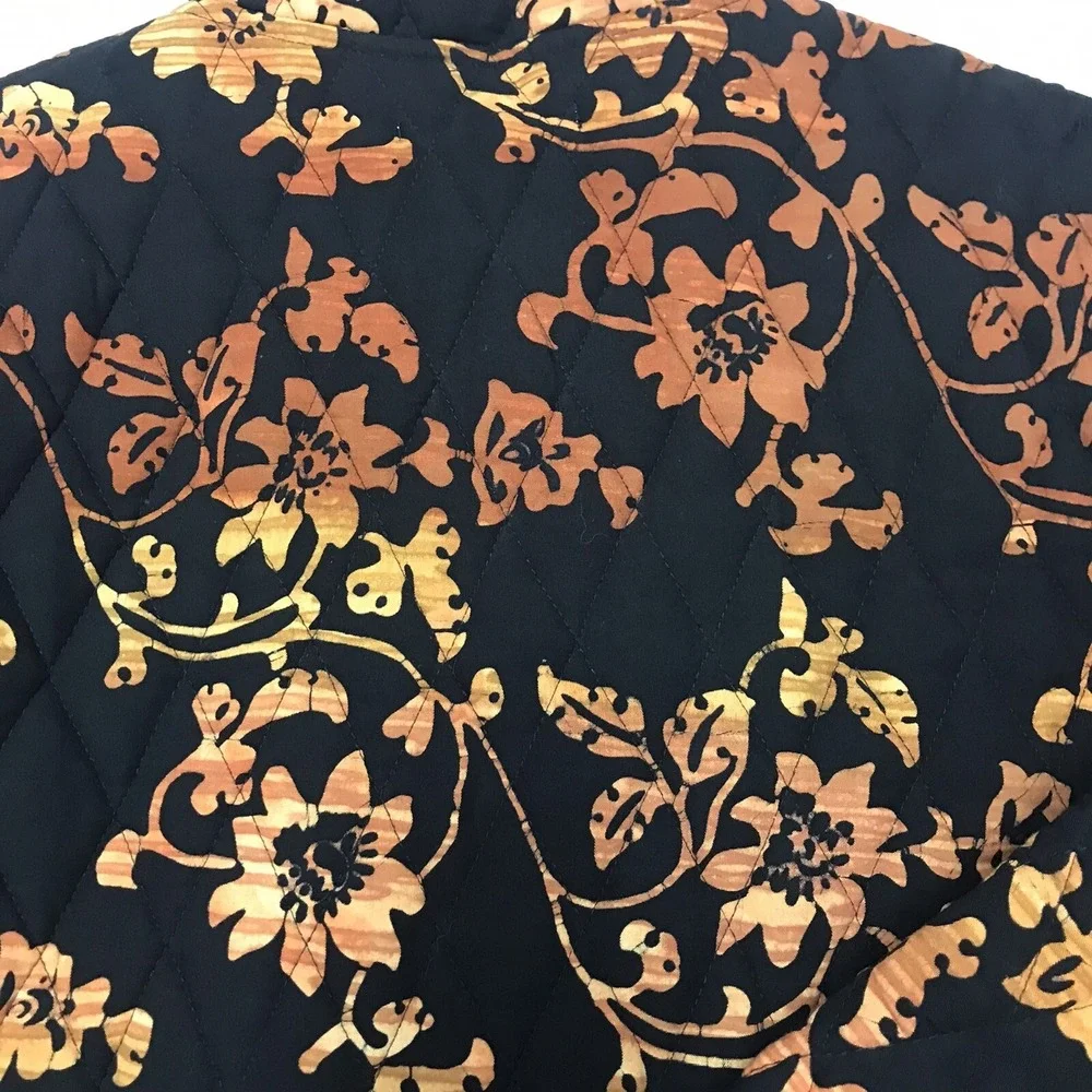 NTCO Nomadic Traders Small Floral Quilted Fall Autumn Colors Black Rust‎ Pockets